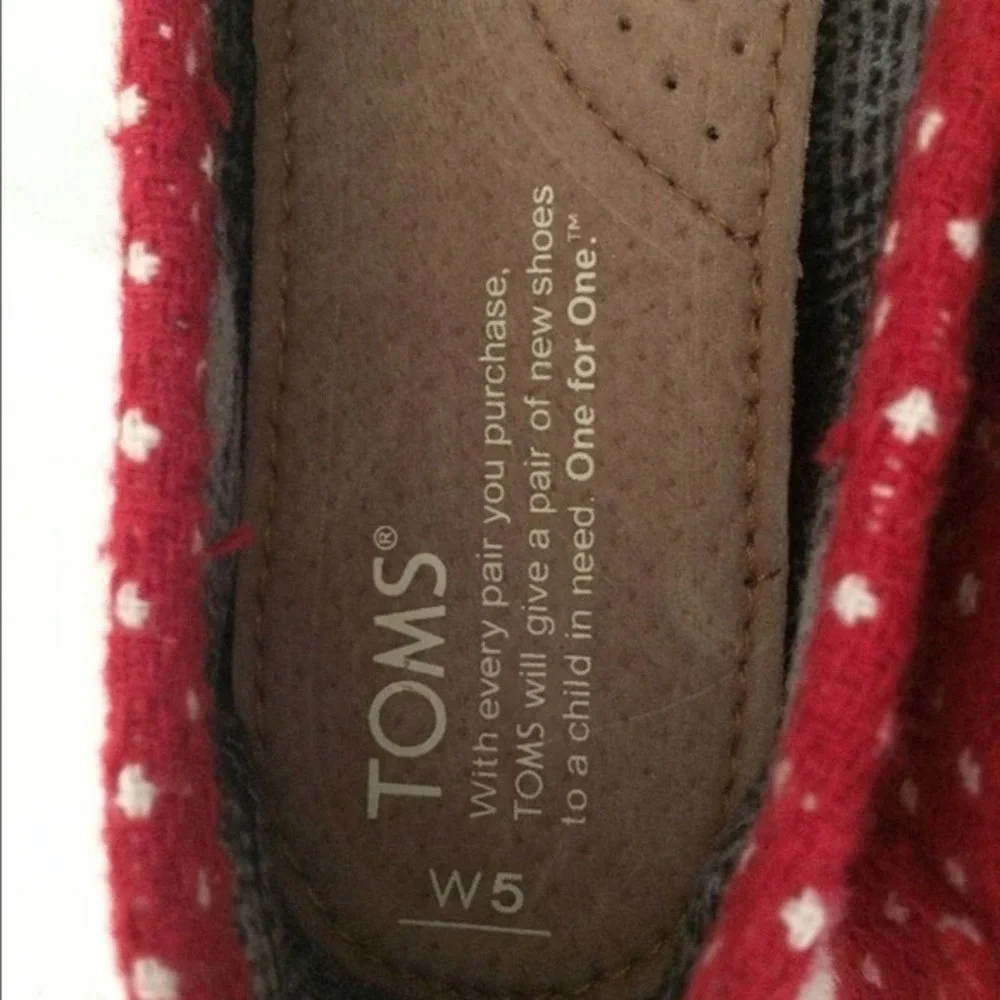TOMS Espadrilles Wedges Slip-on Polka Dot Red W5 - Picture 3 of 5